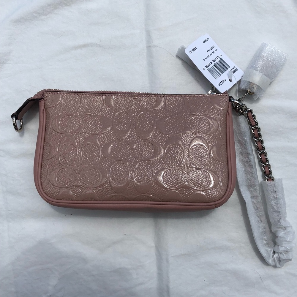 COACH Blush Logo Wristlet with Chain, Purse Clutch - Picture 6 of 8